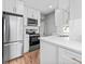 Stylish kitchen featuring white cabinets, stainless steel appliances, and modern countertops at 3630 Magnolia St, Denver, CO 80207