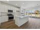 Modern kitchen features an island, stainless steel appliances, white cabinetry and lots of light at 24709 E 39Th Ave, Aurora, CO 80019