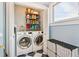 Bright laundry room features a washer, dryer, and shelving for ample storage at 4054 Wyandot St, Denver, CO 80211