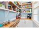 Well-stocked pantry with open shelving, butcher block countertops, baskets, and ample storage space at 4054 Wyandot St, Denver, CO 80211