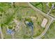 Aerial view of the property featuring lush greenery and several structures at 46093 Bristlecone Ct, Parker, CO 80138