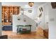 Transitional entryway with green table and wooden bench at 65 Cottonwood Dr, Evergreen, CO 80439