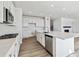 Modern kitchen featuring white cabinets, stainless steel appliances, and a large island at 674 Penn Rd, Elizabeth, CO 80107