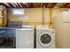 An unfinished laundry room with washer, dryer, and utility sink at 7065 Ingalls Ct, Arvada, CO 80003