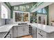 Contemporary kitchen with white countertops, stainless steel appliances and a cozy coffee bar area at 4560 Flanders Way, Denver, CO 80249