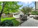 Backyard deck with outdoor seating and string lights; perfect for entertaining at 635 Fillmore St, Denver, CO 80206