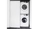 Modern laundry space features a stacked Samsung washer and dryer, and a sliding door for convenience at 873 S Raritan St, Denver, CO 80223
