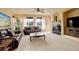 Inviting living room with fireplace, plush seating, and bright, natural light at 10253 Fairgate Way, Highlands Ranch, CO 80126