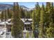 Exterior of a rustic home with wooded surroundings at 50 Cooney Ct, Breckenridge, CO 80424