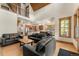 Spacious living room with vaulted ceilings and open floor plan flowing into kitchen and dining areas at 50 Cooney Ct, Breckenridge, CO 80424