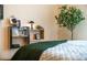 Bedroom boasts modern shelving and a decorative tree for a stylish aesthetic at 325 E 7Th Ave, Denver, CO 80203