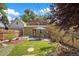 Backyard oasis with patio, lawn, and shed at 3607 Mariposa St, Denver, CO 80211