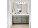 Bathroom features a sink, vanity with sage green cabinets and bright lighting at 11032 Cannonade Ln, Parker, CO 80138