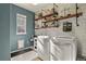 Well-organized laundry room with modern washer and dryer and decorative shelving at 5405 S Sicily St, Aurora, CO 80015