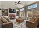 Comfortable living room with a cozy fireplace, large windows, and plush furnishings at 5405 S Sicily St, Aurora, CO 80015