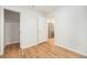 Bedroom with hardwood floors and closet at 1610 N Humboldt St # 1/2, Denver, CO 80218