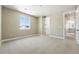 Neutral bedroom with a large window, carpeted floor, and base molding at 1694 Fox Trotter Pt, Castle Rock, CO 80104