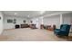 Spacious basement with neutral carpet, ample seating and a walkout to the backyard at 39681 Swift Creek Cir, Elizabeth, CO 80107