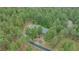 Aerial view of a home nestled among tall pine trees with a driveway at 7597 Molas Ct, Larkspur, CO 80118