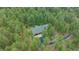 Aerial view of a home nestled among tall pine trees with a driveway at 7597 Molas Ct, Larkspur, CO 80118