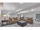 Spacious living room with neutral carpet, recessed lighting, and comfortable sofas and seating at 7597 Molas Ct, Larkspur, CO 80118