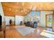 Cozy living room with wood-paneled ceilings, large windows, and comfortable seating at 10490 W 78Th Ave, Arvada, CO 80005