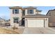 Inviting two-story home featuring neutral stucco, dark shutters, and a two-car attached garage at 2299 S Norse Way, Lakewood, CO 80228