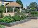 Beautiful garden with raised beds and a gazebo providing a serene outdoor space at 650 S Clinton St # 6D, Denver, CO 80247