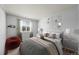 Stylishly decorated bedroom featuring a cozy bed, unique wall art, and modern bedside tables at 21950 E Crestline Ln, Aurora, CO 80015