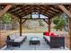 Pergola features outdoor seating and lighting on a paved patio with access to the yard at 2958 E Euclid Pl, Centennial, CO 80121