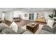 Open-concept living area featuring modern furnishings and an eat-in kitchen with barstool seating at 9861 E Ohio Ave, Denver, CO 80247