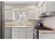 Kitchen with white cabinets and stainless steel appliances at 7282 S Vance St, Littleton, CO 80128