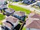 A high-angle aerial view showcases modern houses with lush green lawns in a Gathering-friendly neighborhood at 2936 Merry Rest Way, Castle Rock, CO 80109