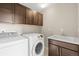 Laundry room with sink, cabinets, washer, and dryer at 7903 E 50Th Dr, Denver, CO 80238
