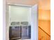 Convenient laundry closet features a side by side washer and dryer at 7243 S Millbrook Ct # F, Aurora, CO 80016