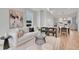Bright, open living space featuring contemporary decor, including a white sofa and dining area, perfect for modern living at 9081 Westminster Blvd, Westminster, CO 80031