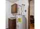 Functional utility room with a sink, cabinet, and efficient water heater at 13950 E Oxford Pl # B105, Aurora, CO 80014
