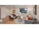 Inviting living room showcasing large window, modern furniture, and neutral color palette at 4521 E Jewell Ave, Denver, CO 80222