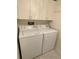 White appliances for laundry convenience, plus cabinets for storage at 13961 E Marina Dr # 314, Aurora, CO 80014