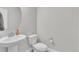 Cozy bathroom with pedestal sink and white toilet offers a clean, simple design at 8145 Monte Vista Cir, Littleton, CO 80125