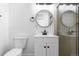 Bathroom with modern sink, shower with glass and modern fixtures offers a spa-like experience at 5721 W 92Nd Ave # 52, Westminster, CO 80031