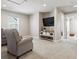 Cozy living room with neutral carpet, a TV, accent furniture, and natural light at 2755 Geneva St, Denver, CO 80238