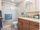 Bathroom featuring a vanity with sink and frosted glass shower at 480 S Marion Pkwy # 901, Denver, CO 80209