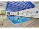 This condo's indoor pool offers a refreshing escape with ample lounge seating nearby at 480 S Marion Pkwy # 901, Denver, CO 80209