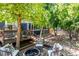 Beautiful backyard with mature trees, outdoor seating area, and inviting fire pit at 1038 Mircos St, Erie, CO 80516