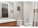 Cozy bathroom featuring a shower-tub combination and a classic vanity sink at 788 Alumroot St, Castle Rock, CO 80104