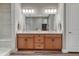A spacious bathroom features dual sinks with a large mirror and a shower visible in the mirror at 788 Alumroot St, Castle Rock, CO 80104