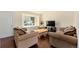 Cozy living room with large window, hardwood floors, and comfortable seating area at 19707 E Princeton Pl, Aurora, CO 80013