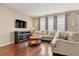 Inviting living room featuring plush sofas, hardwood floors, and large windows at 2043 S Cathay Way, Aurora, CO 80013