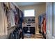 Walk-in closet featuring built in shelving, hanging rods, and a small window at 3779 Aspen Hollow Ct, Castle Rock, CO 80104